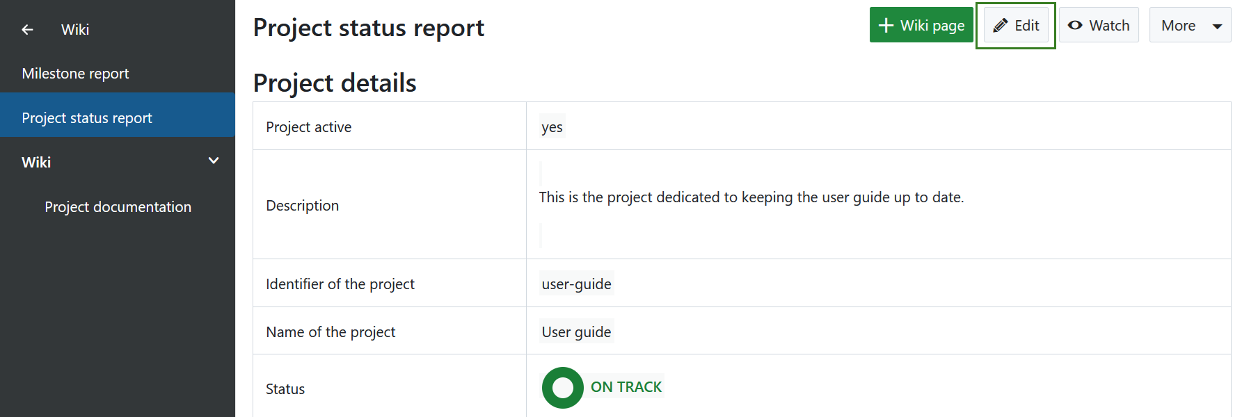 Modifier une page wiki dans OpenProject