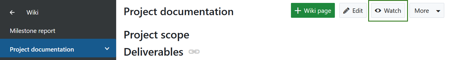 Watch a wiki page in OpenProject